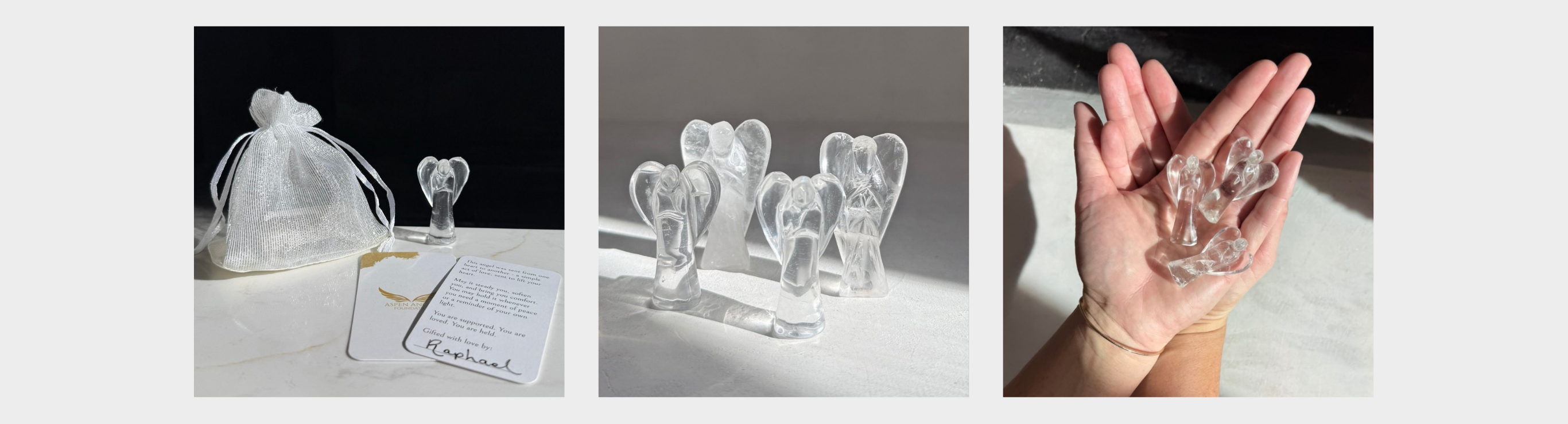 Angel Mail, crystal angels and care card.