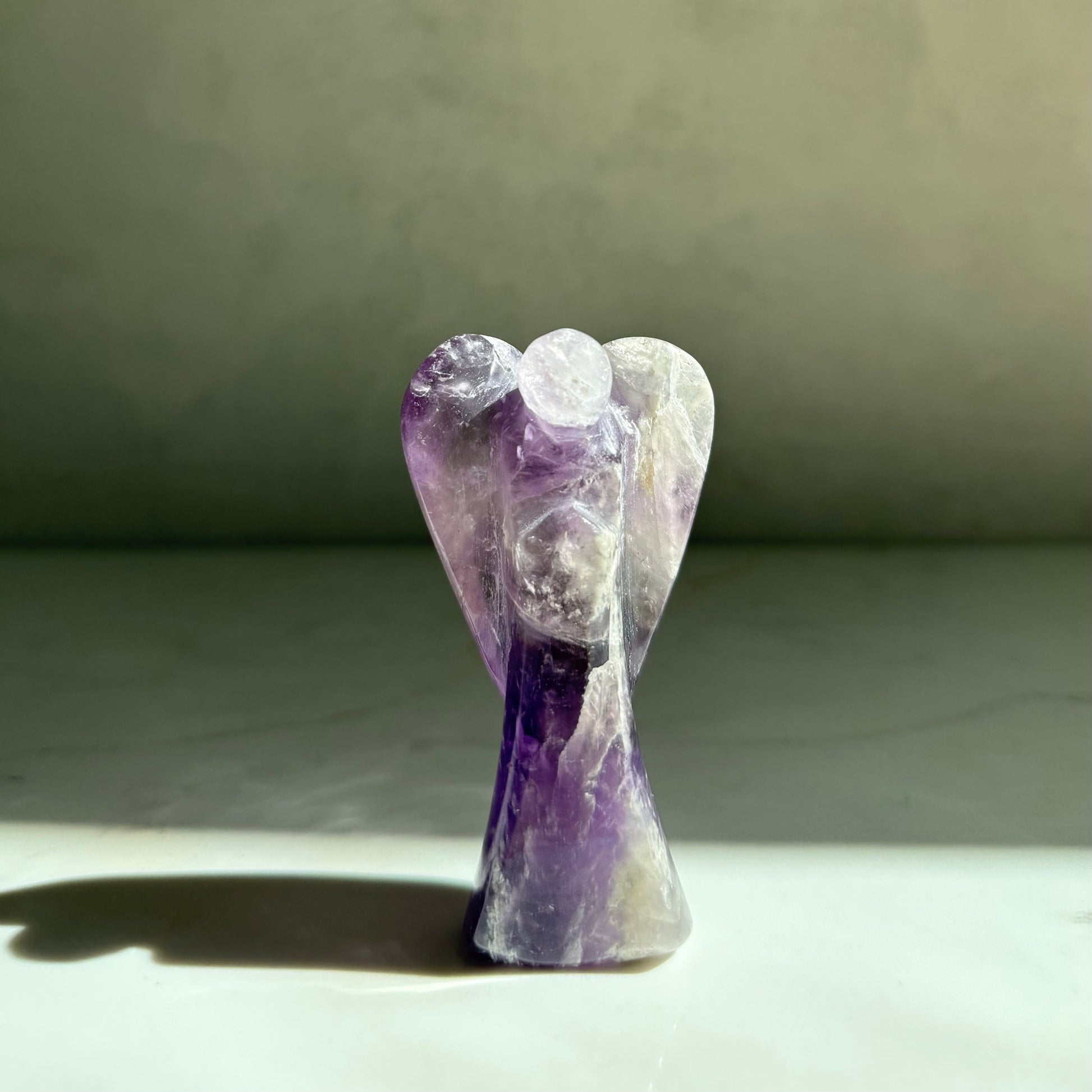 Guardian of Peace — hand-carved Amethyst crystal angel, artisan healing crystal gift symbolizing inner peace, calm and spiritual protection